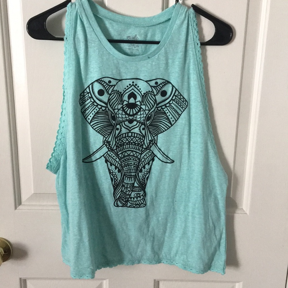 Blue Graphic Tank of Elephant print